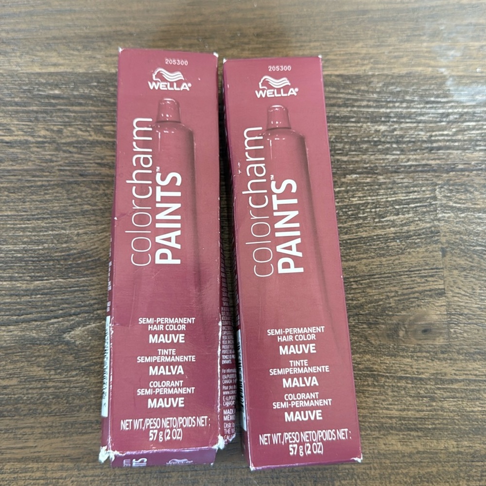 Lot of 2, Wella Color Charm Paints Semi Hair Color Mauve, 2oz/each, New Sealed